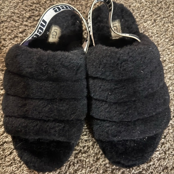 UGG Shoes - UGG Black Fluff Yeah Slide Slippers
